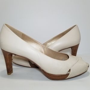 Stuart Weitzman Over It Leather Peep Toe Pumps